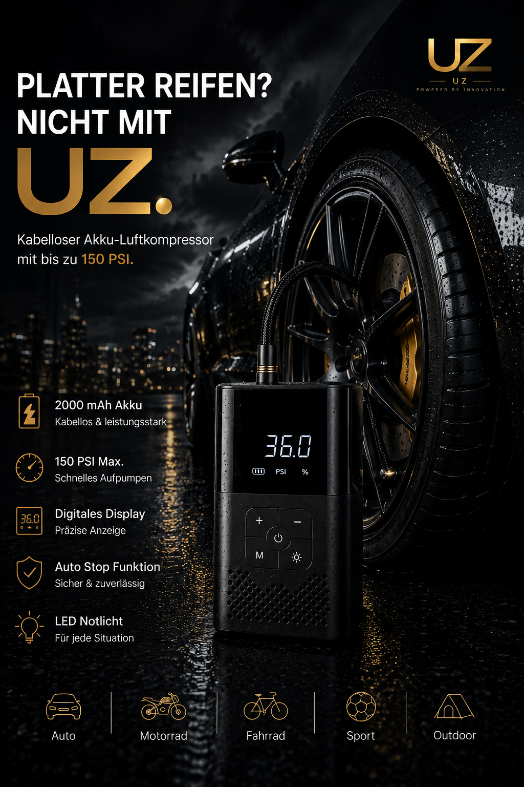 UZ™ Premium Akku-Luftkompressor | 150 PSI